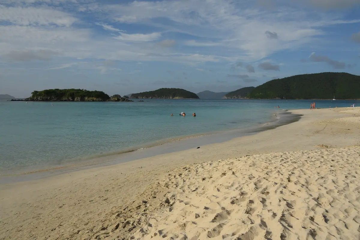 The sandy beach at Cinnamon Bay on St. John