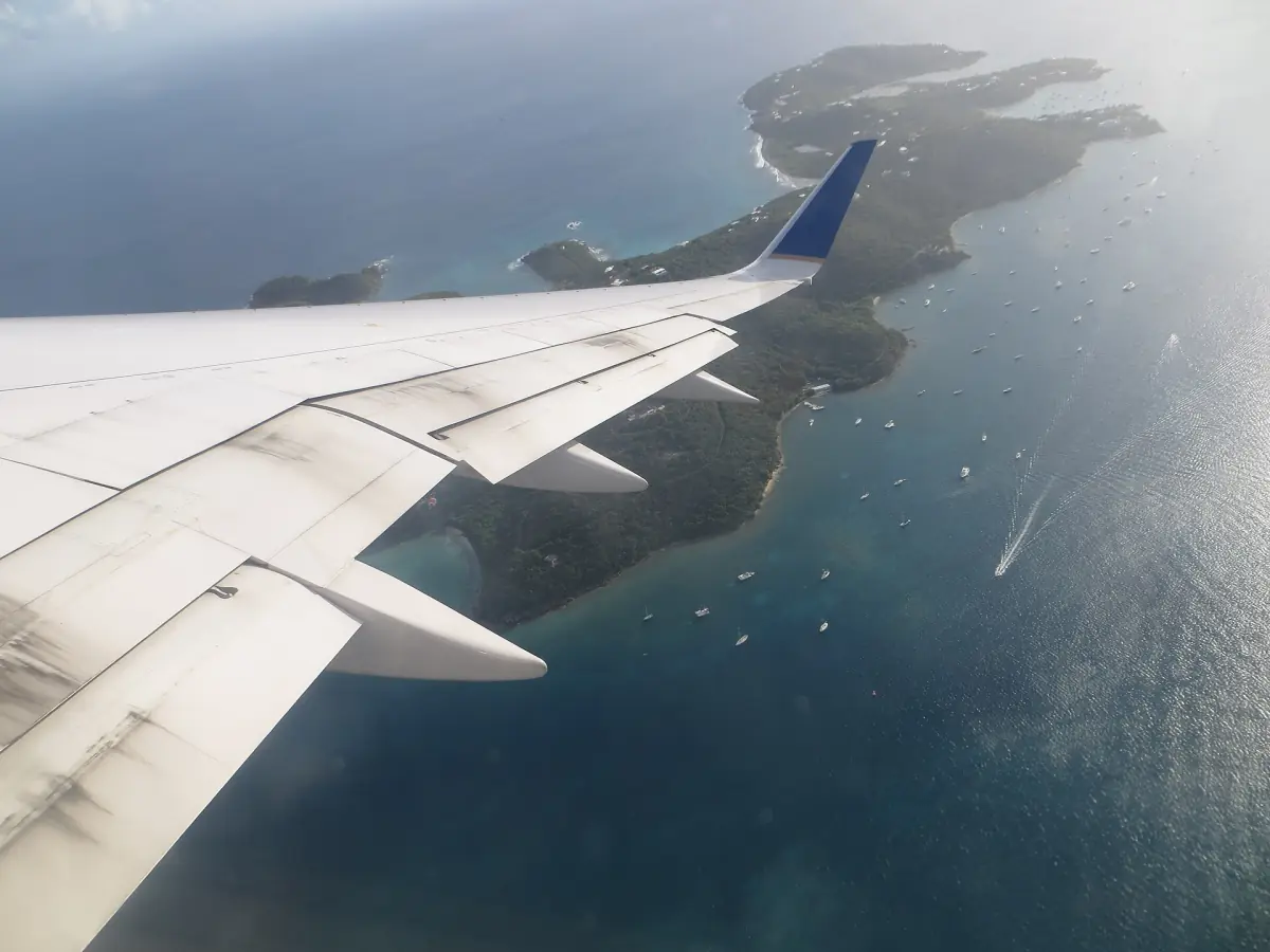 Water Island seen from an airplane window